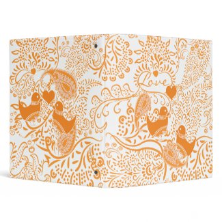 Orange Paisley Love Birds Binder binder