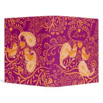 Orange Paisley Love Birds Binder