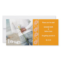 Orange Paisley Save the Date photo cards by samack Orange Paisley Save the Date photo cards