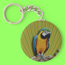 Orange Parrot & Palms keychain
