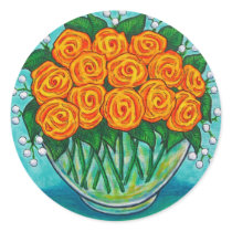 Orange Passion Roses Sticker by LisaLorenzPaintings Orange Passion Roses Sticker