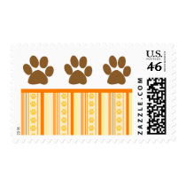 Orange Paw Print Wallpaper Postage Stamps