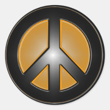 Orange Peace sign Stickers