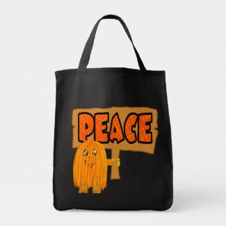 orange peace word bag