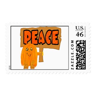 orange peace word stamps