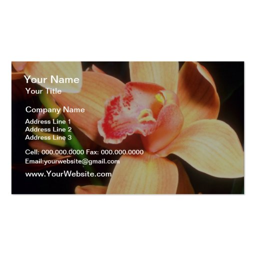 Orange Peach Orchid flowers Business Card Templates (front side)