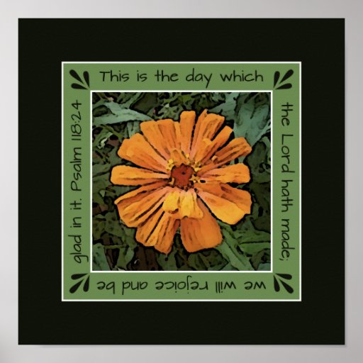 Orange Peach Zinnia Bible Verse Wall Art Poster Zazzle