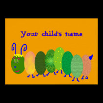 Orange Personalized Caterpillar Poster posters