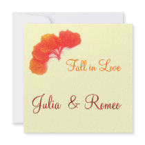 Orange petals personalized invitations