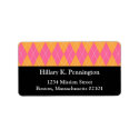 Orange pink argyle custom Christmas holiday label label