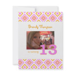 Orange & Pink Diamond: 13th Birthday Invitation
