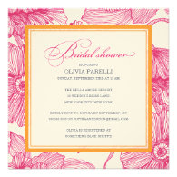 ORANGE PINK FLOWERS | BRIDAL SHOWER INVITE