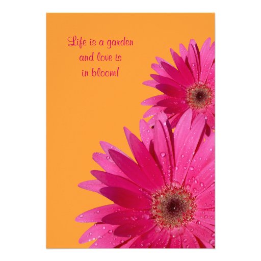 Orange Pink Gerbera Daisy Bridal Shower Invitation