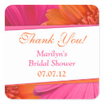 Orange Pink Gerbera Daisy Bridal Shower Thank You Stickers