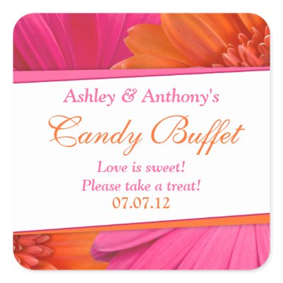 Orange Pink Gerbera Daisy Floral Candy Buffet Stickers