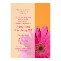 Orange Pink Gerbera Daisy Graduation Invitation