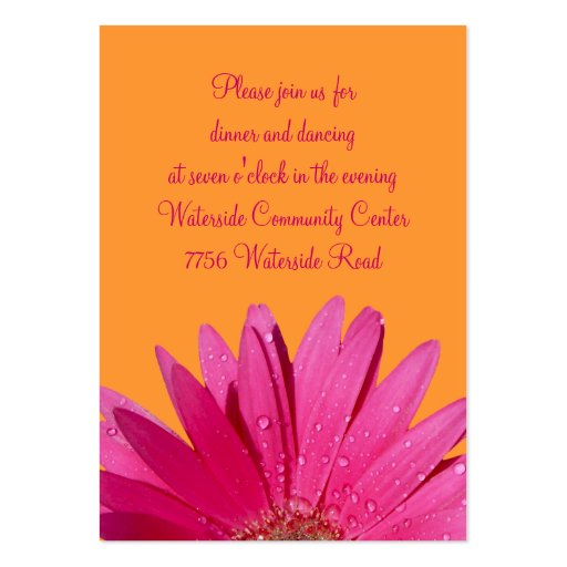 Orange & Pink Gerbera Daisy Reception Card Business Cards (front side)
