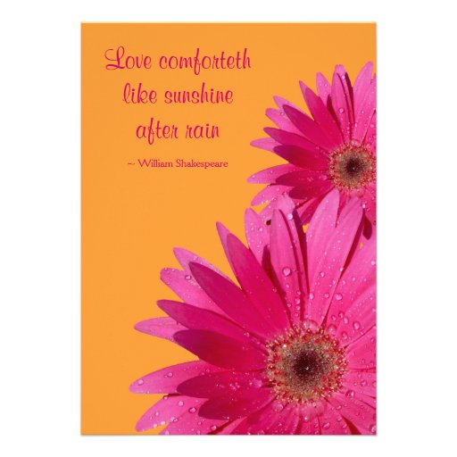 Orange Pink Gerbera Daisy Wedding Reception Only Custom Announcement