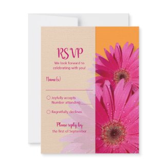Orange & Pink Gerbera Daisy Wedding Response Card invitation