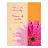 Orange & Pink Gerbera Daisy Wedding Response Card Personalized Invitation