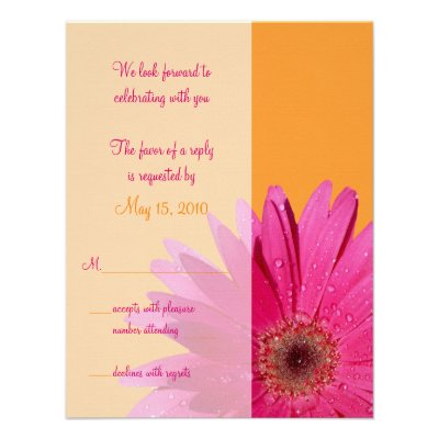 Orange &amp; Pink Gerbera Daisy Wedding Response Card Personalized Invitation