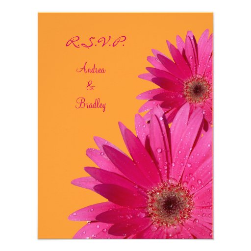 Orange & Pink Gerbera Daisy Wedding Response Card Personalized Invitation