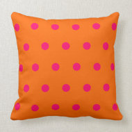 Orange Pink Polka Dots American MoJo Pillow throwpillow