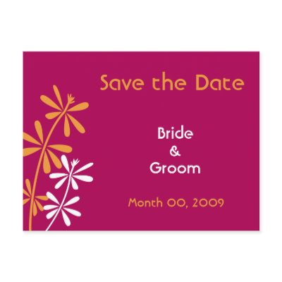 Orange & Pink Save the Date postcards
