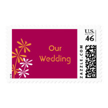 Orange & Pink Wedding stamps