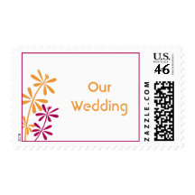 Orange & Pink Wedding stamps