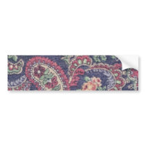 Orange Pink, white and green flowers with paisley Bumper Stickers