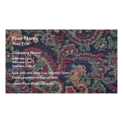 Orange Pink, white and green flowers with paisley Business Card Template (front side)