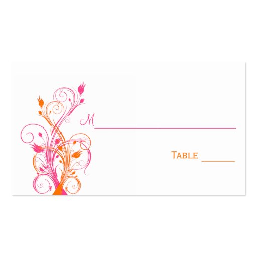 Orange Pink White Floral Place Cards Business Card Template (front side)