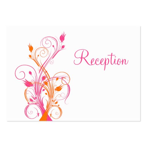 Orange Pink White Floral Reception Enclosure Card Business Card Template
