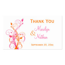 Orange Pink White Floral Wedding Favor Tag Business Card Templates