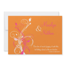 Orange Pink White Floral Wedding Invitation