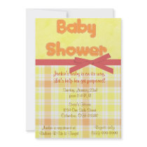 Orange Plaid Baby Shower Invitation