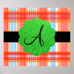 Orange plaid monogram print