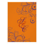 Orange + Plum Ornamental Flourish Personalized Invites