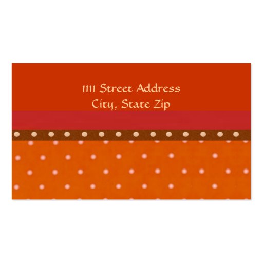 Orange Polka Dot Cupcake Business Cards (back side)