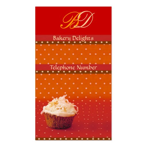 Orange Polka Dot Cupcake Business Cards (front side)