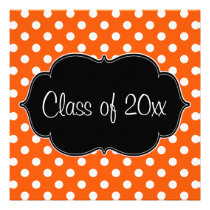 Orange Polka Dot Graduation Announcement invitations