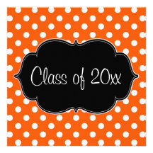 Orange Polka Dot Graduation Announcement