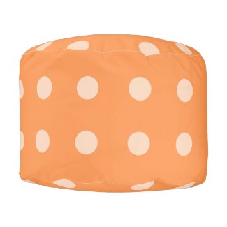 Orange Polka-dot Pouf Round Pouf