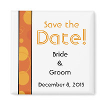 Orange Polka Dots Save the Date magnets