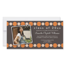 Orange Polkadots Custom Graduation Announcement photo cards by GraduateShoppe Orange Polkadots Custom Graduation Announcement photo cards