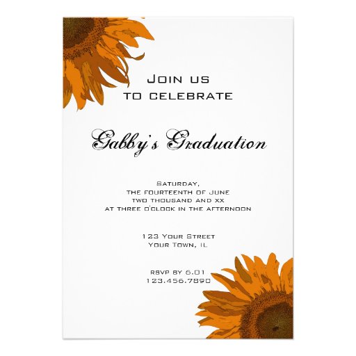 Orange Pop Art Flower Graduation Party Invitation