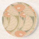 orange poppies art noueveau style beverage coasters
