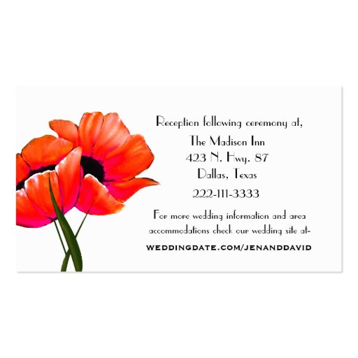 Orange Poppies Wedding enclosure cards Business Card Template (front side)