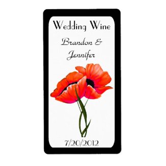 Orange Poppies Wedding Mini Wine Labels label